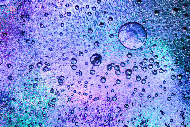 Macro view of fine nanobubbles suspended throughout water