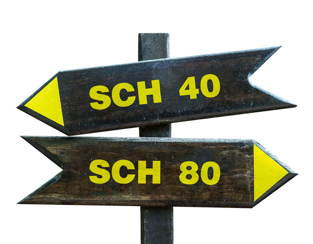 Schedule 40 and schedule 80 which way sign
